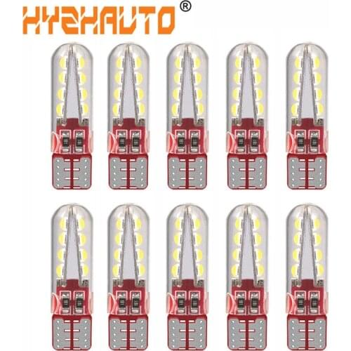 HYZHAUTO10Pcs Glass T10 3030 W5W LED Bulbs For Car Lights Auto Side Marker Wedge Lamp 8-Smd White Red Yellow 12V