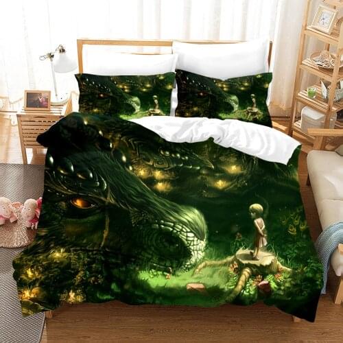 3D Dragon Bedding Set Aniaml Duvet Cover And Pillow Case Comforter Cover Adult Kids Bedclothes Deocr Bed Linens