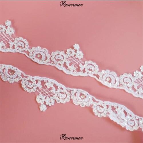 1Yard Sequins Pure White Polyester Cording Embroidery Lace Beads Trims Childrens Dress Barbies Dress Lace Trimmings 6.3cm
