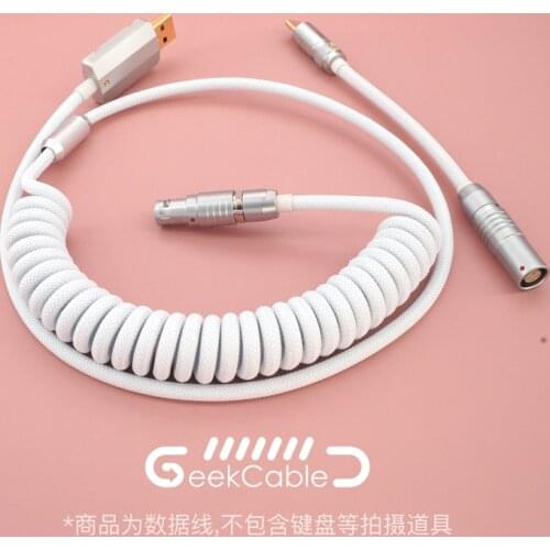 GeekCable Handmade Customized Mechanical Keyboard Cable USB Spiral Data Cable PET Nylon Braided RAMA Heavy Industry