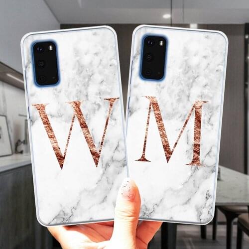 Marble Custom 26 English Initial Letters Soft Silicone Phone Case Cover For Samsung S20 Plus S20 Ultra 5G S9 S10 Plus Lite S10E