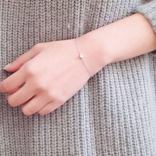 New Fashion Silver Plated Heart Bracelet Delicate Simple Silver Chain Bracelet, Valentines Day Gift For Her