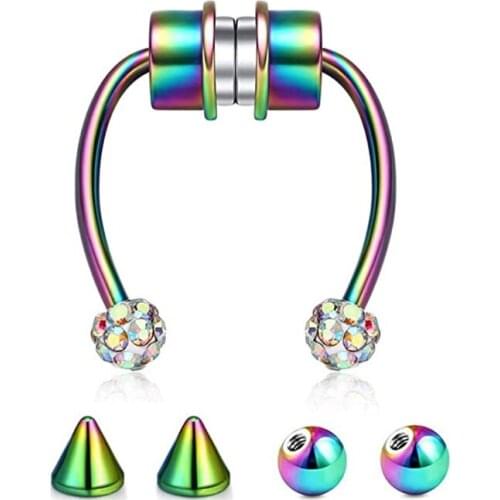 1Pc Fake Piercing Nose Ring Alloy Nose Piercing Hoop Septum Rings for Women Body Jewelry Gifts Fashion Magnetic Fake Piercing