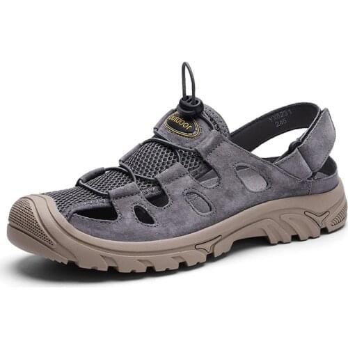 Men Leather Sandals Summer Classic Men Shoes Slippers Soft Sandals Men Roman Comfortable Outdoor Walking Footwear