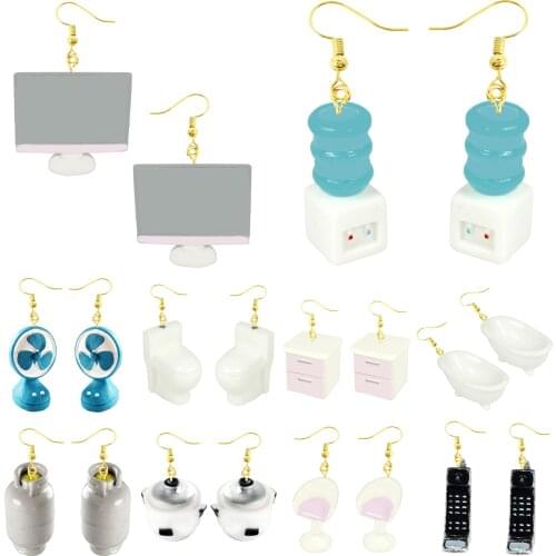 Earring For Women Resin Drop Custom Made Handmade Cute Girls Gift Eardrop Fun Computer Bathtub Drinking Fountain Toilet