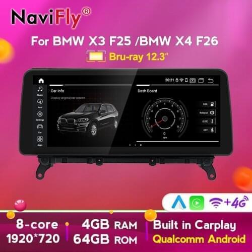 Android 10.0 Qualcomm system 8 Core 4G RAM 64G ROM wireless Carplay For BMW X3 F25 for BMW X4 F26 Auto Car Multimedia Player