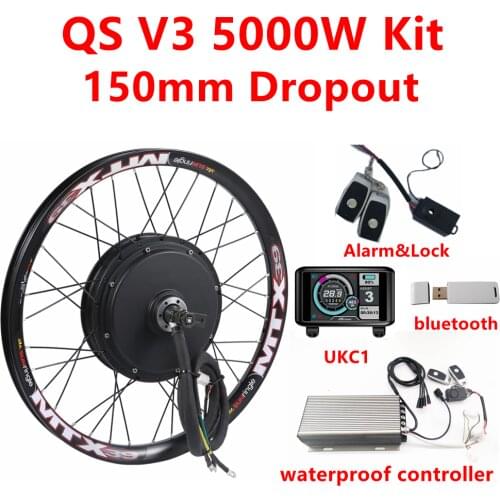 QS V3 72v 5000W 3.5T/5T Rear Wheel Electric Bicycle Motor Kit 150mm Dropout Electric Bike Conversion Kit waterproof controller