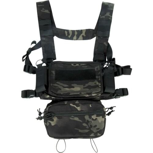 Tactifans Hunting Bag Mini Chest Rig Modular H-Harness D3CR w/Sub Abdominal Pouch 500D Cordura Combat Vest 5.56 Mag