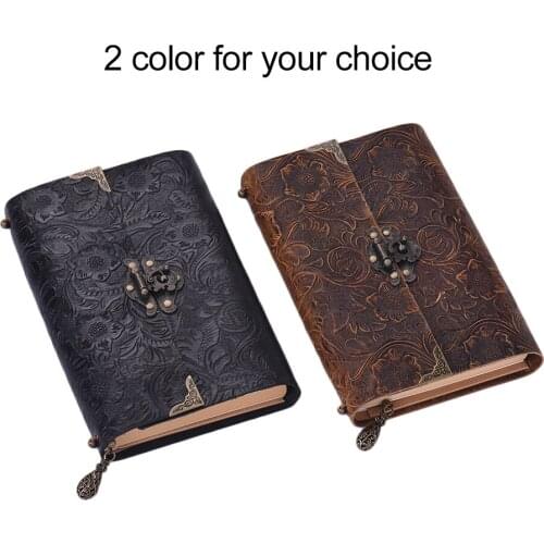 Embossed Pattern Soft n05 Work with lock and Key n04 Page for n54 n43ing & Work Kraft Notebook Diary