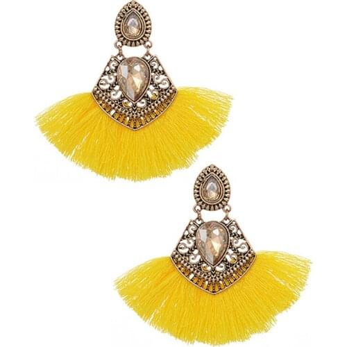 ZHINI Boho Vintage Gold Earrings for Women New Design Enthic Fan-shaped Tassel Dangle Earring Statement Earring Jewelry brincos