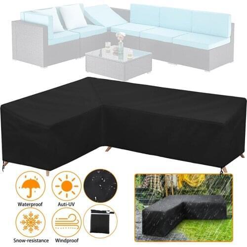 Waterproof L Shape Furniture Cover Outdoor Garden Patio Rattan Sofa Dustproof V Shaped Mold Resistant Cover