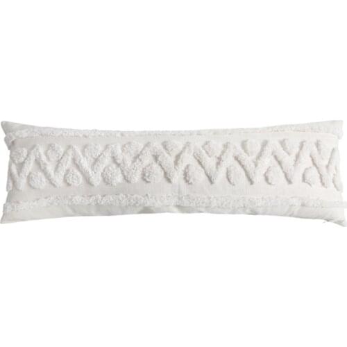 X7AB Bohemian Macrame Tufted Tassel Long Throw Pillow Case Blue Beige Textured Fringe Tribal Decorative Cushion Cover