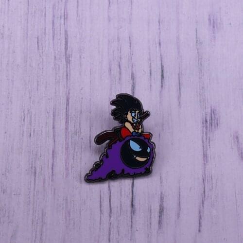 Goku mashup cartoon funny metal pin