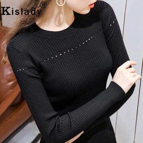 2020 New Winter O-Neck Long Sleeve Gothic Women Shirts Plus Size Sexy OL Tops Harajuku Knitted Shirts Korean Hollow Out Clothes