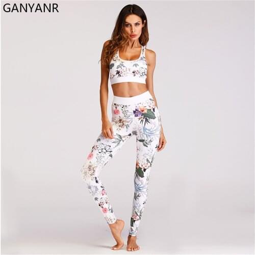 GANYANR Fitness Clothing Gym Yoga Set Workout Sport Suit Women Sportswear Wear Tracksuit Leggings Sweat Suits Pants Jogging Sexy