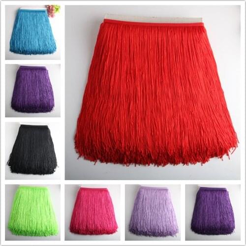 10 yards /Lot 30cm long Lace Fringe Trim Tassel Trimming For Diy Latin Dress Stage Clothes Accessories Lace Ribbon
