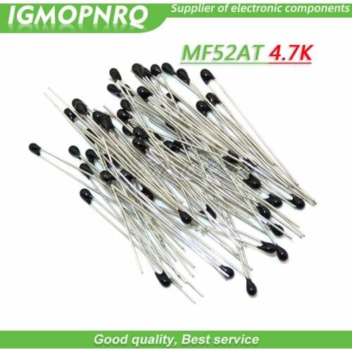 100pcs 4.7K OHM NTC MF52AT 3950 Thermistor Resistor NTC-MF52AT MF52 4.7K+/-1% Thermal Resistor