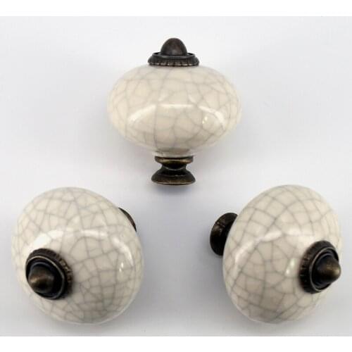 1x Dia 45mm Crackle Ball shape Kitchen cabinet knob handle ceramic drawer pull knobs dresser cupboard furniture pulls handles