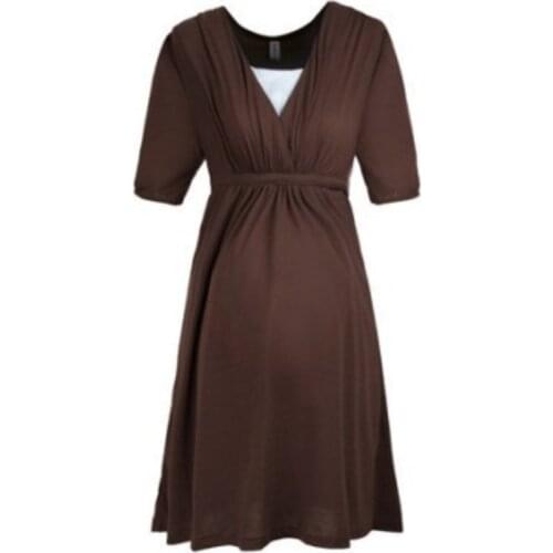 2020 Summer Maternity Dresses Pregnancy Clothing Clothes For Pregnant Women Pregnant Dress Coffee Color M290