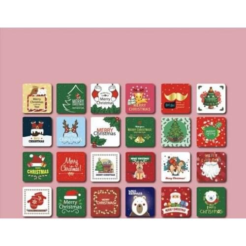 24sets/Pack Cartoon Merry Christmas Mini Greeting Written Cards Set With Envelopes Paper Stationery X-mas Tree Socks Snow Design