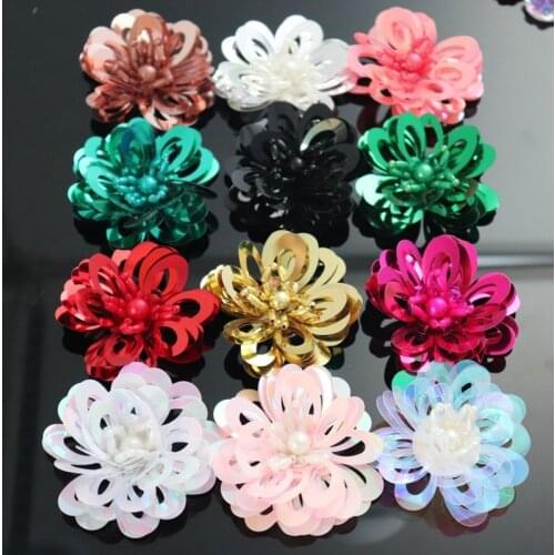 3D hand-beaded flower cloth stickers red and white wedding shoes flowers DIY decorative patches decals DIY accessories