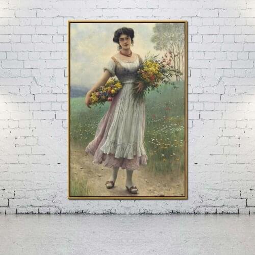 Artcozy Oil Canvas Painting flores antiguas con mujeres For Home Decoration Wall Art