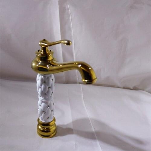 Free Shipping Antique ceramic bathroom faucet with hot cold solid brass bathroom basin sink water tap