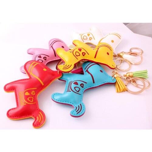 FREE SHIPPING BY DHL 200pcs/lot 2015 New PU Leather Keychains Lovely Pony Keyrings Novelty Gifts