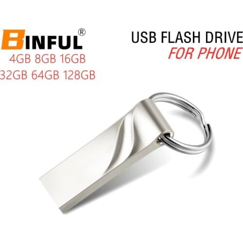BINFUL Metal usb flash drive 32GB pendrive 16GB 8GB Memory usb 2.0 pen drive waterproof 128GB usb stick key 4GB 64GB Custom logo