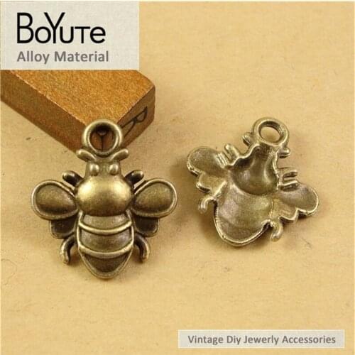 BoYuTe (50 Pieces/Lot) 22*20MM Vintage Korea Jewelry Accessories Wholesale Alloy Material Antique Bronze Bee Pendant