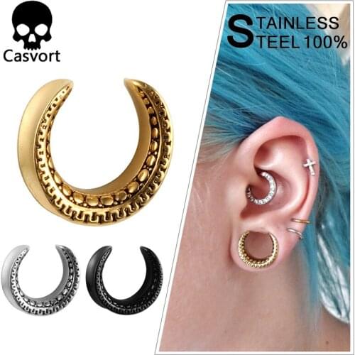 Casvort 10pcs/lot Saddle Ear Plugs and Tunnels 316L Stainless Steel Ear Piercings Earring Expander Ear Gauges Body Jewelry