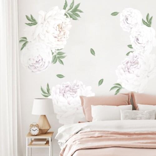 Peony Flower Wall Stickers Romantic Flowers Home Decor For Bedroom Living Room DIY Vinyl Wall Decals Brand New And High Quality