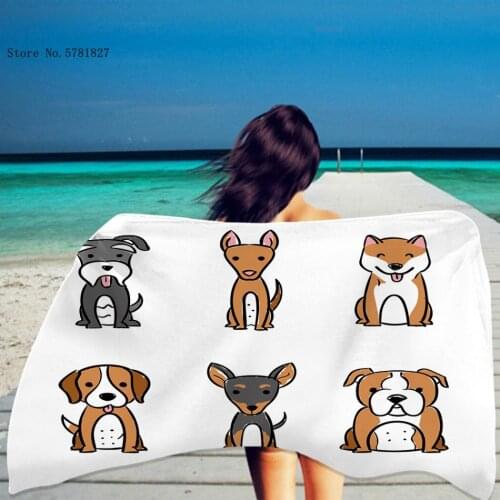 Pet Dog Beach Towel 3D Print Dachshund Husky Beach Towel Animal Cartoon Shower Towel For Kids Adults Dry Towel Beach Towel