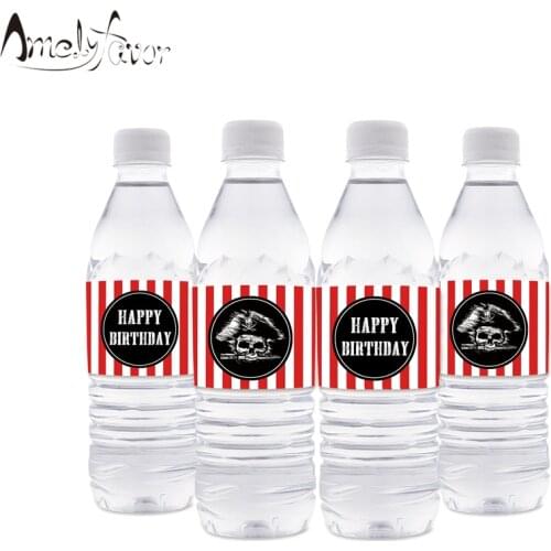 Pirate Party Water Bottle Labels Pirate Water Bottle Wrappers Kids Birthday Party Supplies Decoration Pirate Party Bottle Decor