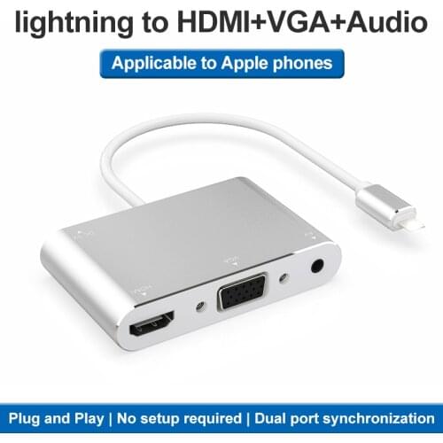 Hdtv otg cabo para iphone a hdmi vga 3.5mm adaptador de áudio adaptador de vídeo para iphone estende hub para iphone/ipad ar/min