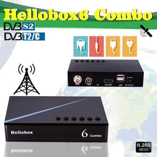 Hellobox Combo Satellite TV Receiver DVB-T2 Decoder H.265 HEVC Satellite Receiver 10bit Support APP Play TV DVB S2X