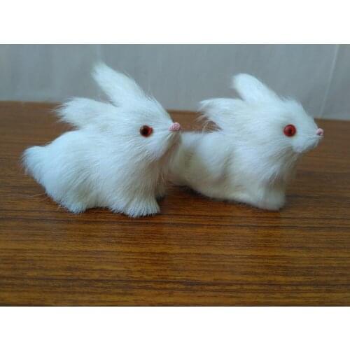 Simulation white rabbits one lot / 2 pieces toy polyethylene&furs rabbit mini 7x6cm model handicraft home decoration gift d2022