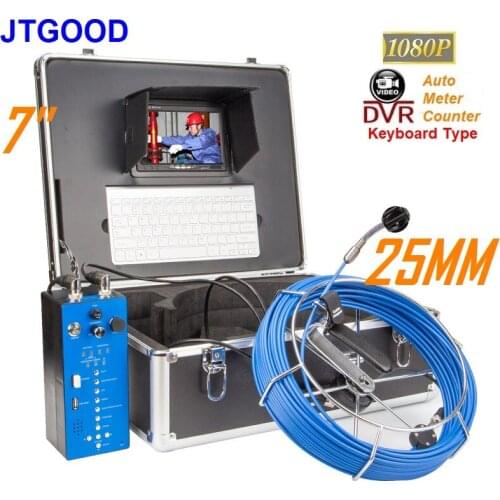 JTGOOD 7" Monitor DVR Meter Counter HD1080P Pipe Inspection Camera Drain Sewer Pipeline Industrial Endoscope Bule Wire