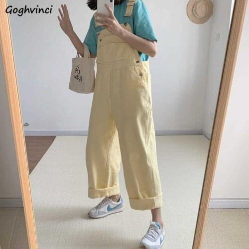 Women Jumpsuits Solid Loose Casual Trendy Denim Retro Female All-match Spring Autumn High Waist Ankle-length Korean Style Simple