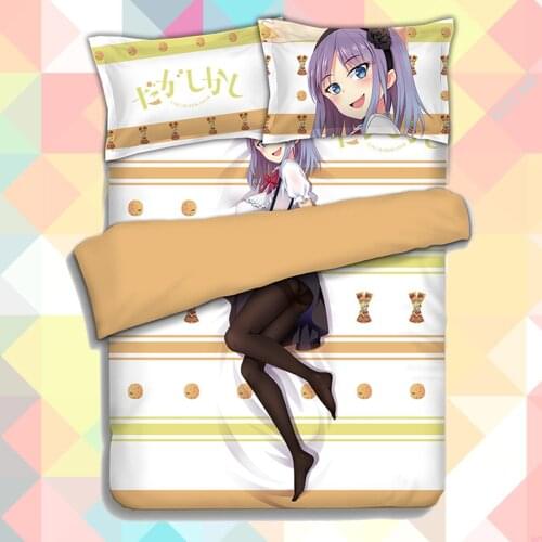 Anime Cartoon Dagashi Kashi Quilt Cover Soft Printed Bedding Set With Pillow Cases Bed Sheet Duvet Cover Set 4pc No.CP20160110