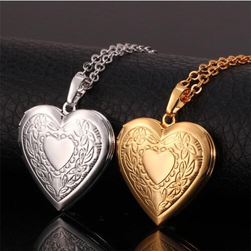 Collare Memory Photo Locket Pendant Valentines Day Gift Love Heart Gold/Rose Gold/Silver Color Girls Dainty Necklace Women P570