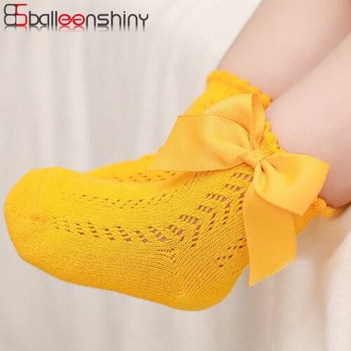Balleenshiny Summer Mesh Newborn Baby Girls Socks Fashion Bow Thin Socks for Girls Infant Clothes Accessories 2021 New Fashion
