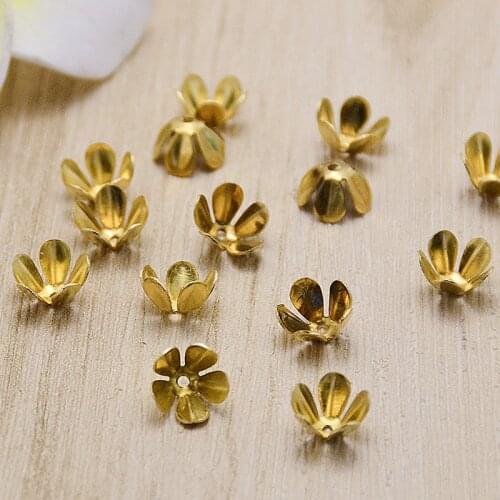 50pcs/lot Handmade Copper Beads Receptacle 7.5mm Decoration Tassel Caps Spacer Findings DIY Jewelry Making Women Earrings Bangle