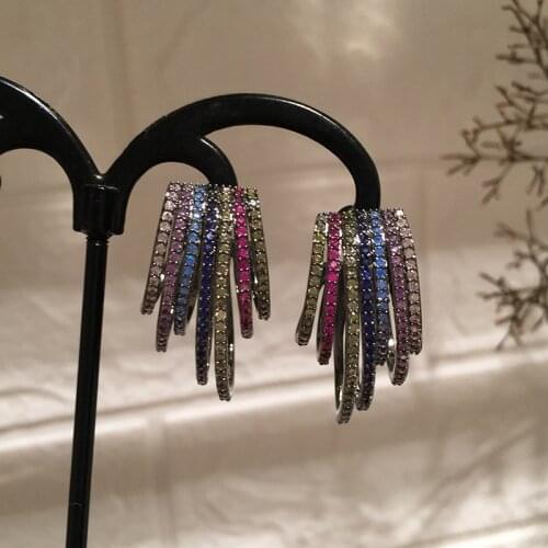 Fashion Multicolor Zircon Rainbow Half Circle Earrings for Women