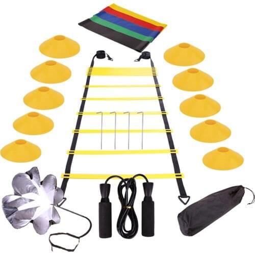 Agility Ladder Speed Training Equipment Set 12-speed Agility Ladder Running Parachute Skipping Rope Resistance Band for Football
