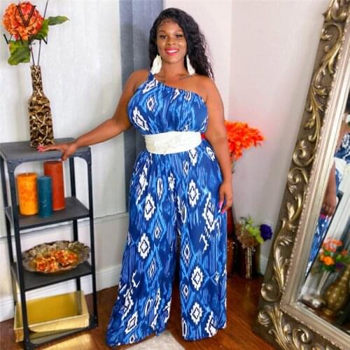 VAZN 2021 New High-end One Off Shoulder Spaghetti Strap Sleeveless Chiffon Retro Joker Women Slim Wide Leg Jumpsuits