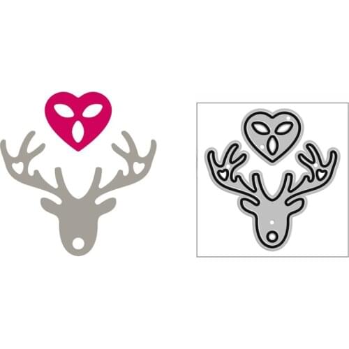 New Reindeer Head Heart Craft Embossing Mold 2021 Metal Cutting Dies for DIY Decorative Scrapbooking Album Card Making No Stamps