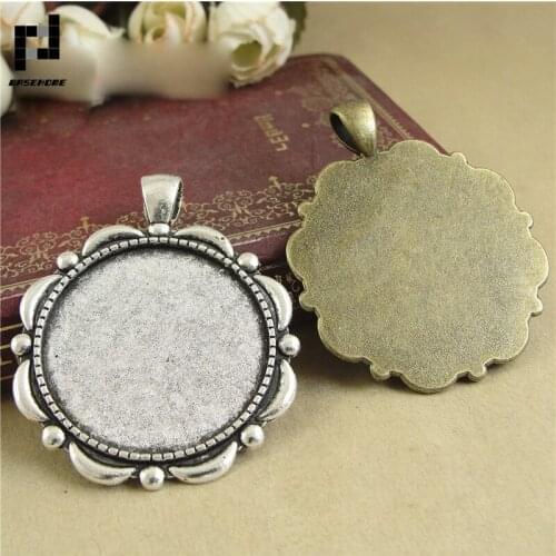 BASEHOME 10pcs/lot Round Cabochons Bases Jewelry Settings Pendant Bezel Trays Fit 30mm Glass Cabochon Cameo DIY Necklace Making