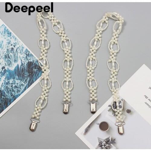 2021 Deepeel New 1pairs 69*2cm Fashion Pearl Chain Decoration Suspenders Adjustable Trouser Bead Strap Clip Female Waist Corset