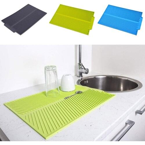 Rectangle Silicone Drain Mat Drying Dishes Pad Heat Resistant Slip-Proof Tray Massage Mats For Kitchen Insulation Pot Pad